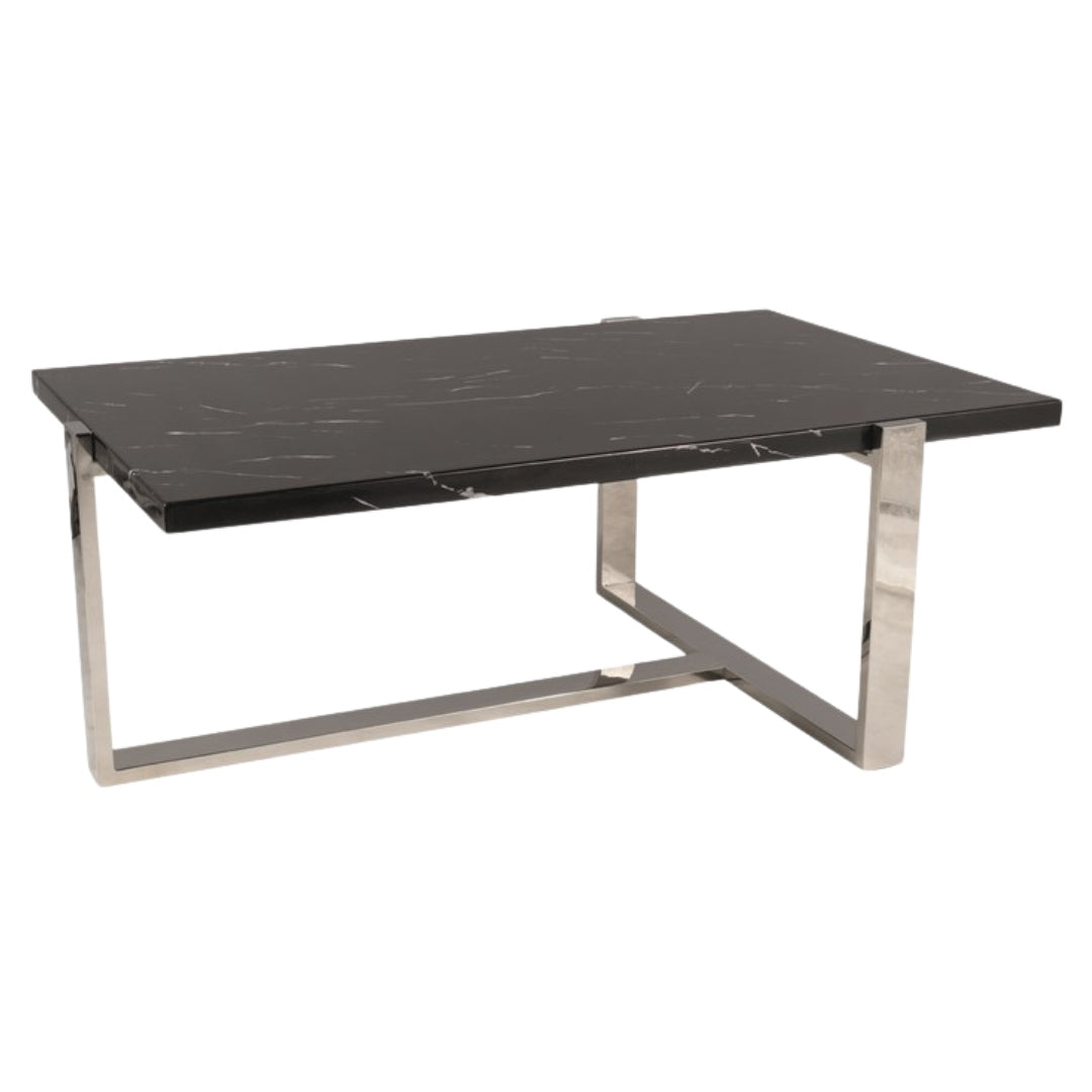 Coffee table VELA BLACK MARBLE/SILVER 109X66