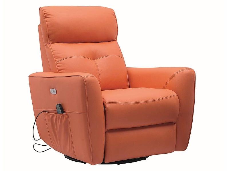 Atpūtas krēsls HELIOS M RECLINER (MASĀŽAS FUNKCIJA) SINT. ĀDA ORANŽS 214 - Easy Home