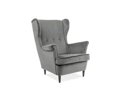 Atpūtas krēsls LORD VELVET GREY BLUVEL 14 / WENGE - Easy Home