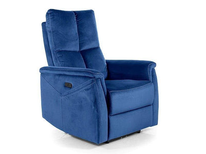 Atpūtas krēsls NEPTUN M RECLINER (MASĀŽAS FUNKCIJA) VELVETS ZILS BLUVEL 86 - Easy Home