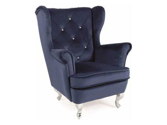 Bērnu krēsls LILIJA VELVETS NAVY ZILS BLUVEL 86 / SUDRABS - Easy Home