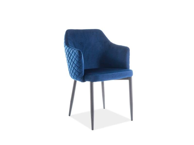 Krēsls ASTORA SAMTA MELNS RĀMIS/NAVY BLUE BLUVEL86 - Easy Home